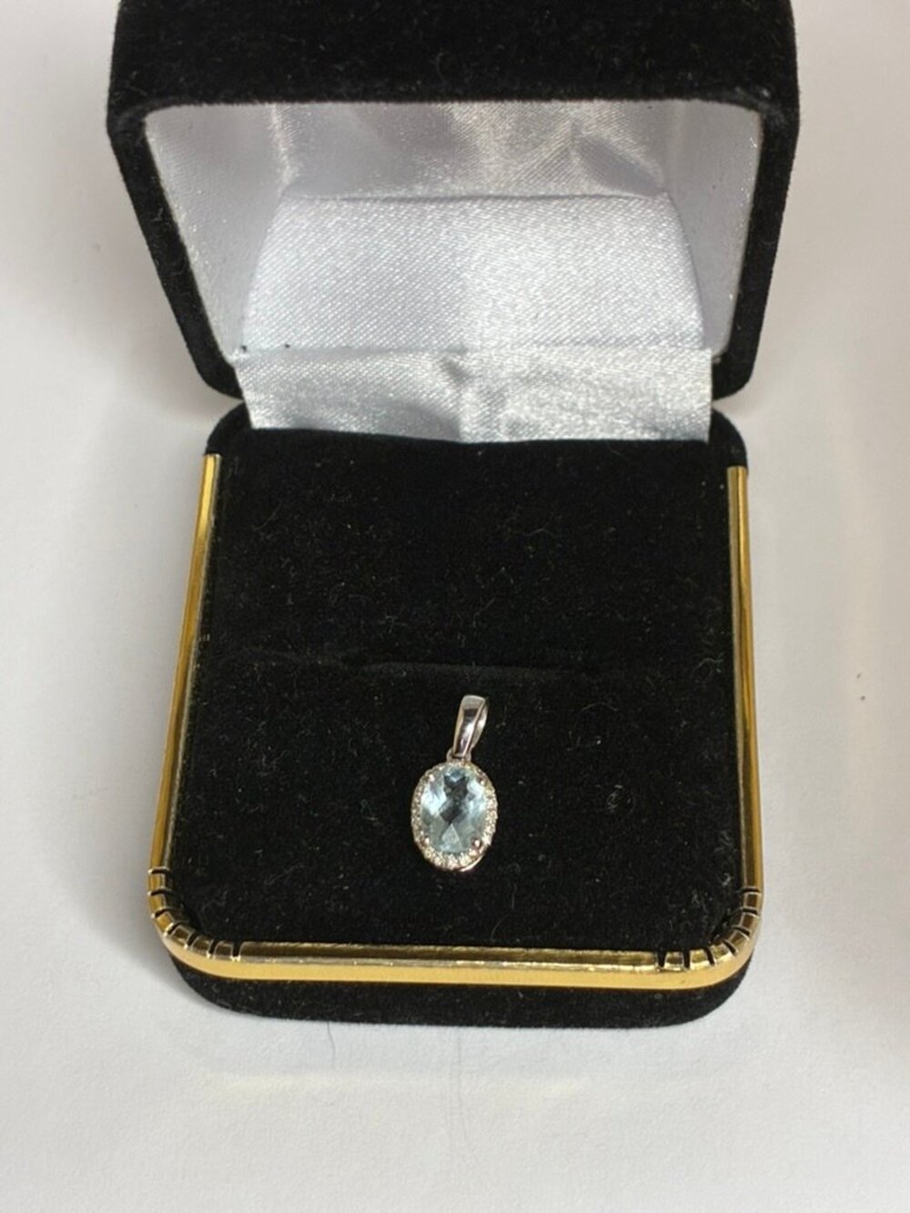 White Gold Aquamarine and Diamond Pendant